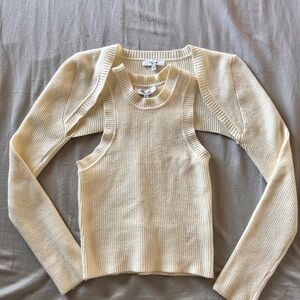 Two-piece knitted cropped sweater top sweater | Small